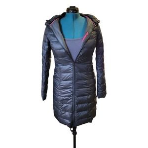 AMERICAN EAGLE COAT Light Down‎ WOMEN SZ Medium BLACK , hood, Obviously Cool